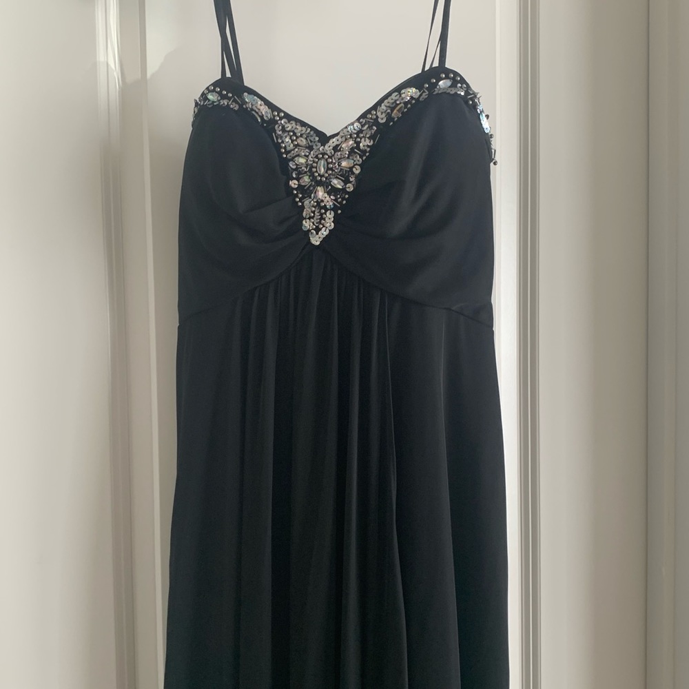 Elegant black dress with beaded top